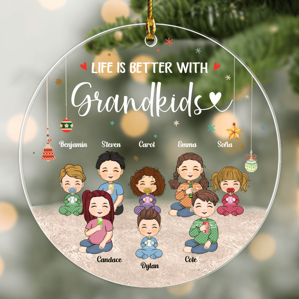 Life Is Better With Grandkids Personalized Circle Acrylic Ornament