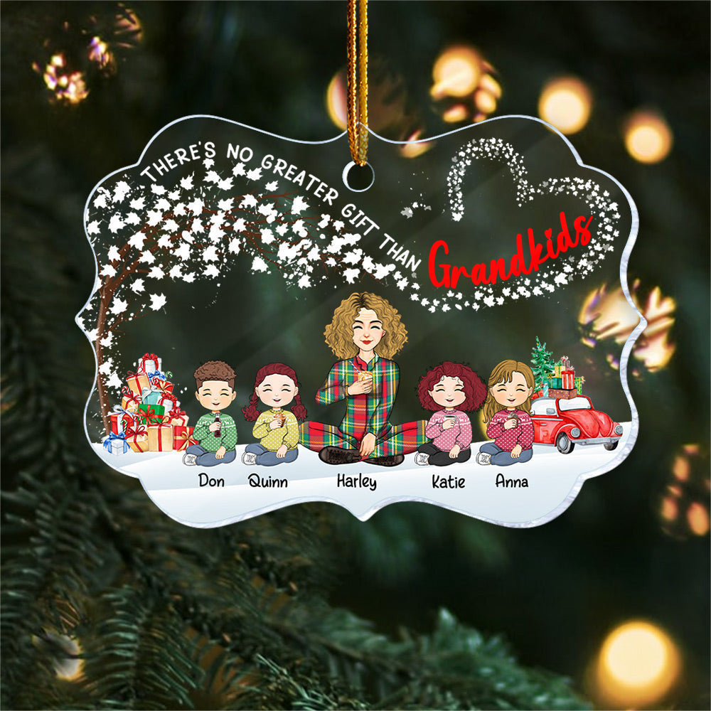 Grandma Grandkids Flying Heart Tree - Personalized Acrylic Ornament