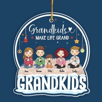 Grandkids Makes Life Grand Personalized Globe Shaped Acrylic Ornament