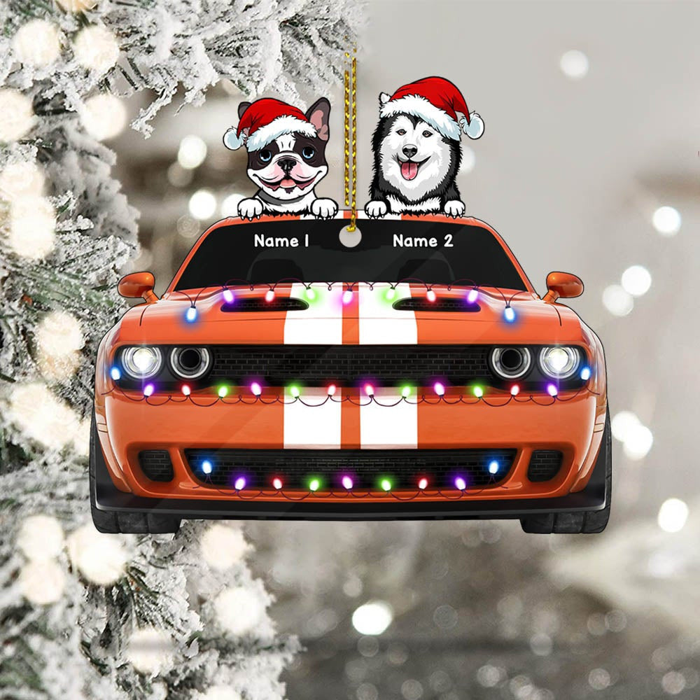 Dogs Traveling Car Personalized Ornament Gift For Dog Lovers