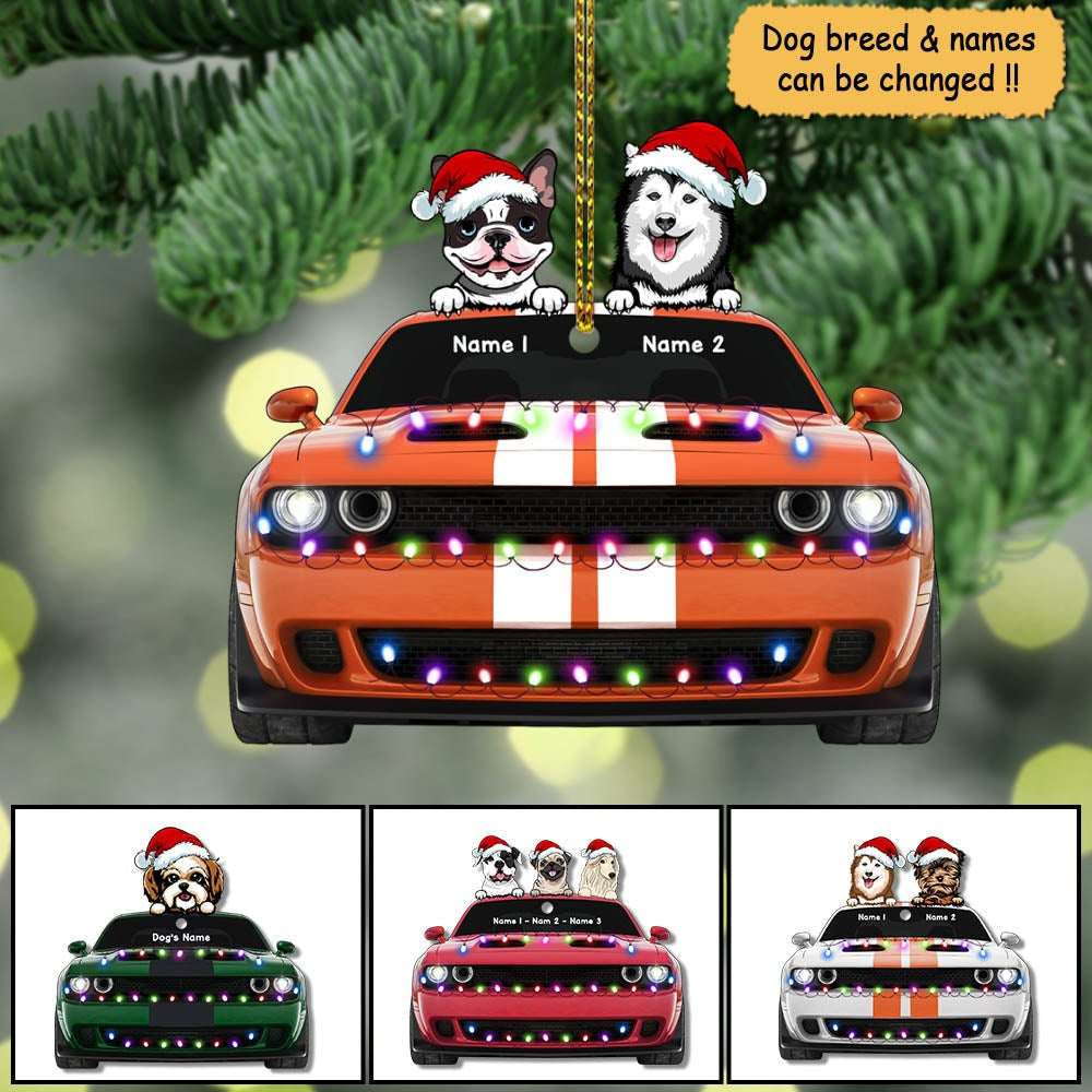 Dogs Traveling Car Personalized Ornament Gift For Dog Lovers