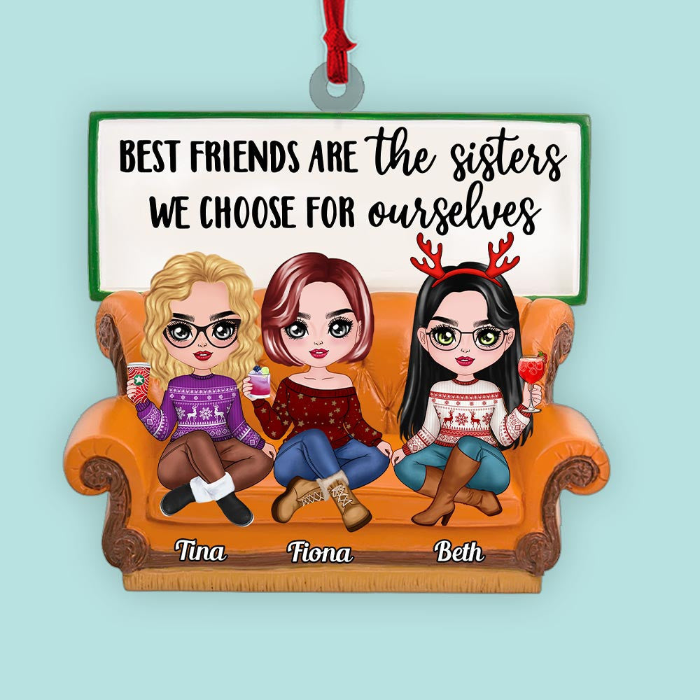 Personalized Ornament For Friend Besties - Best Friends Are The Sisters We Choose For Ourselves Sitting Together Ornament