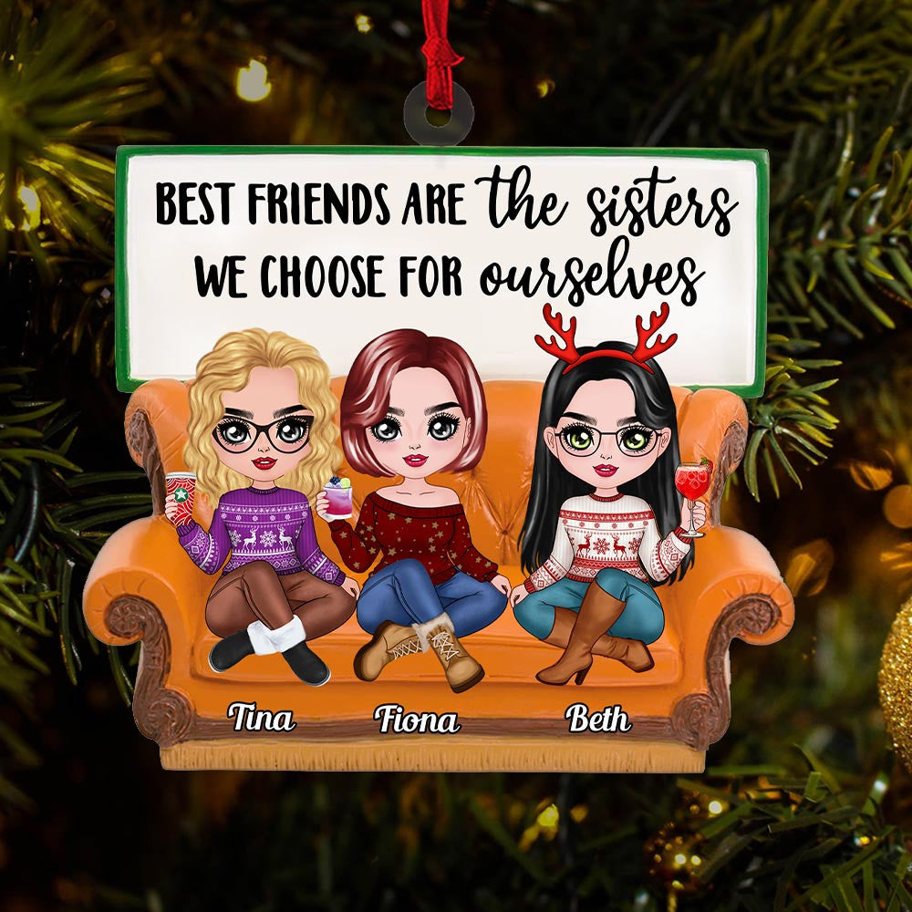 Personalized Ornament For Friend Besties - Best Friends Are The Sisters We Choose For Ourselves Sitting Together Ornament