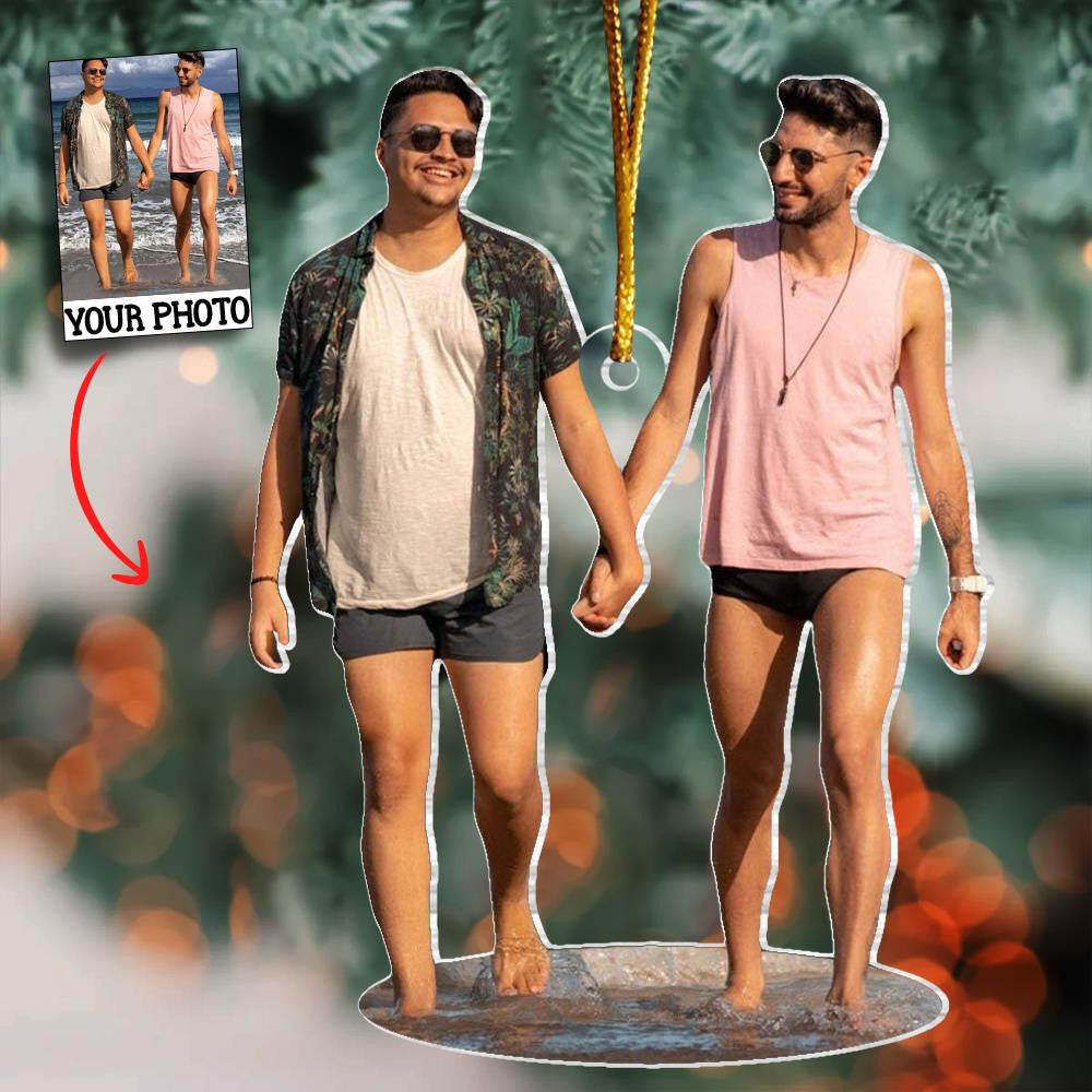 Lgbt Christmas Photo Ornament, Gays Couple Ornaments, Customized Photo Xmas Ornaments For Lgbt+, Xmas Decor, Lgbt Christmas Ornament