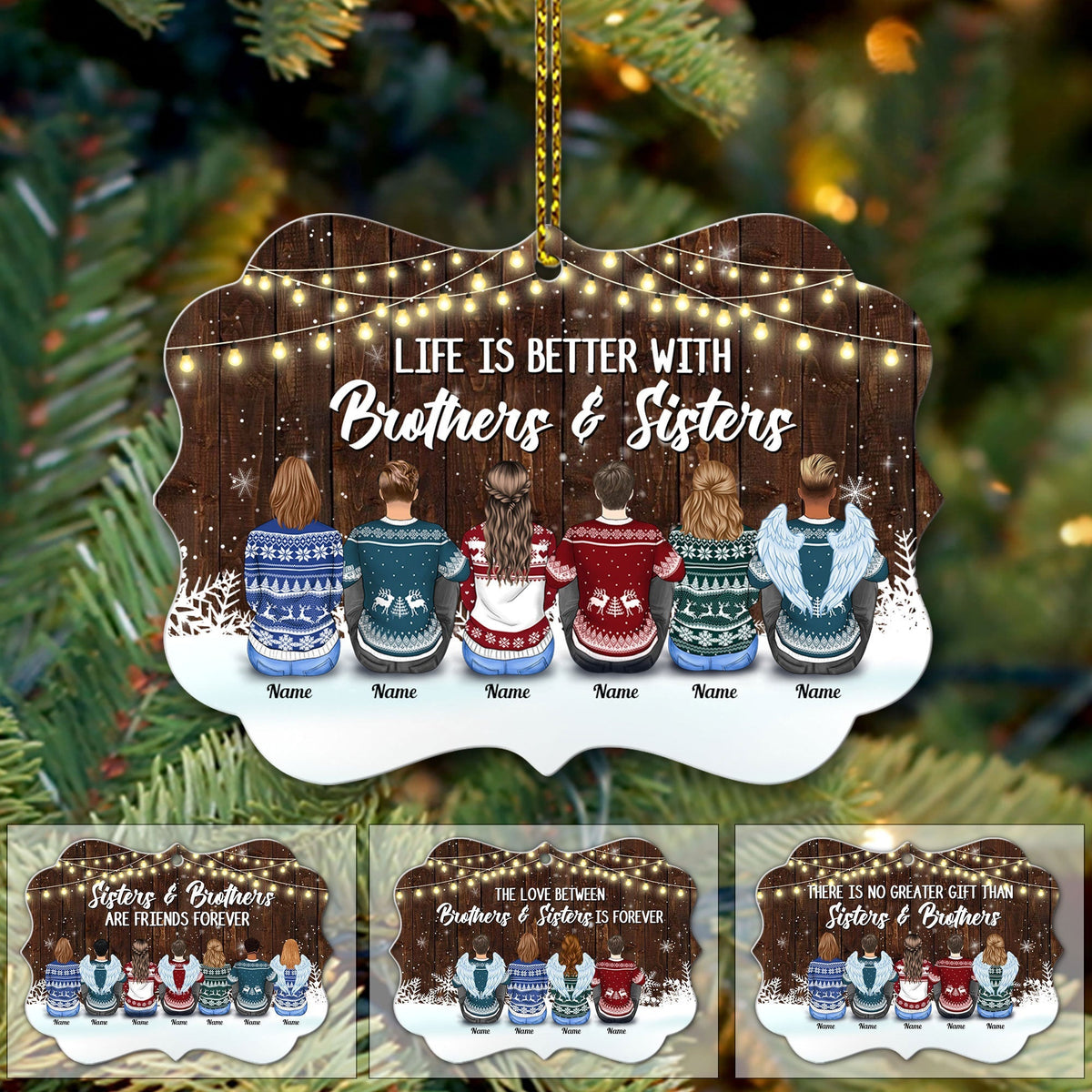 Life Is Better With Sisters And Brothers Personalized Ornament Gift For Sister Brother Christmas Ornaments