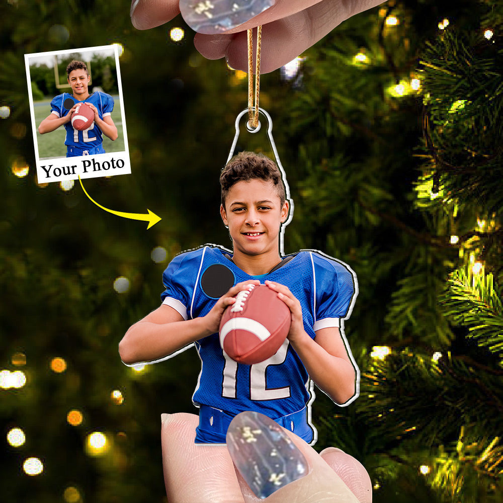 Custom Photo American Football Player Acrylic Ornament Gift For Football Lovers