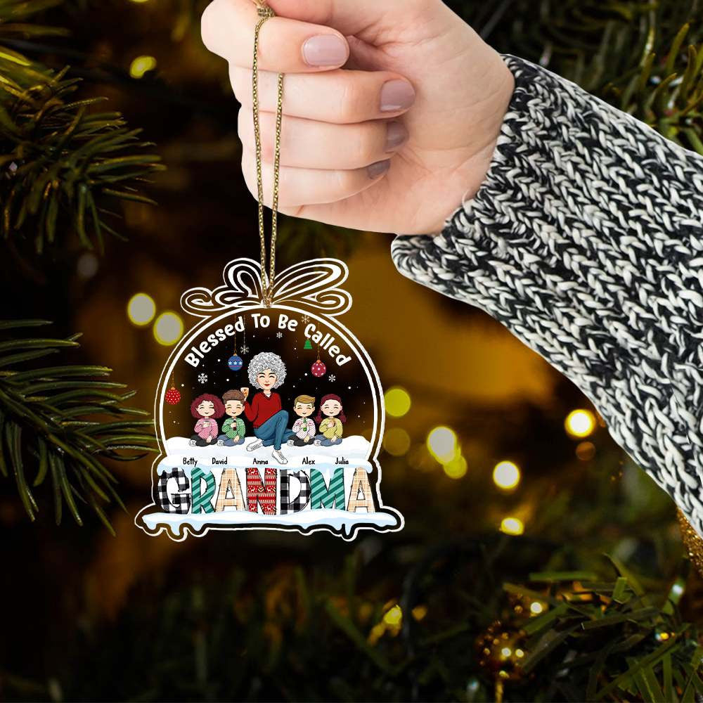 Blessed To Be Called Grandma - Personalized Snowdome Shaped Acrylic Ornament