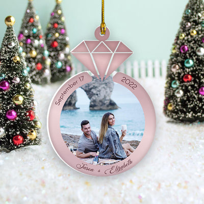 Personalized Ornament Gift For Couple - Diamond Ring Engaged Ornament - Just Married Ornament