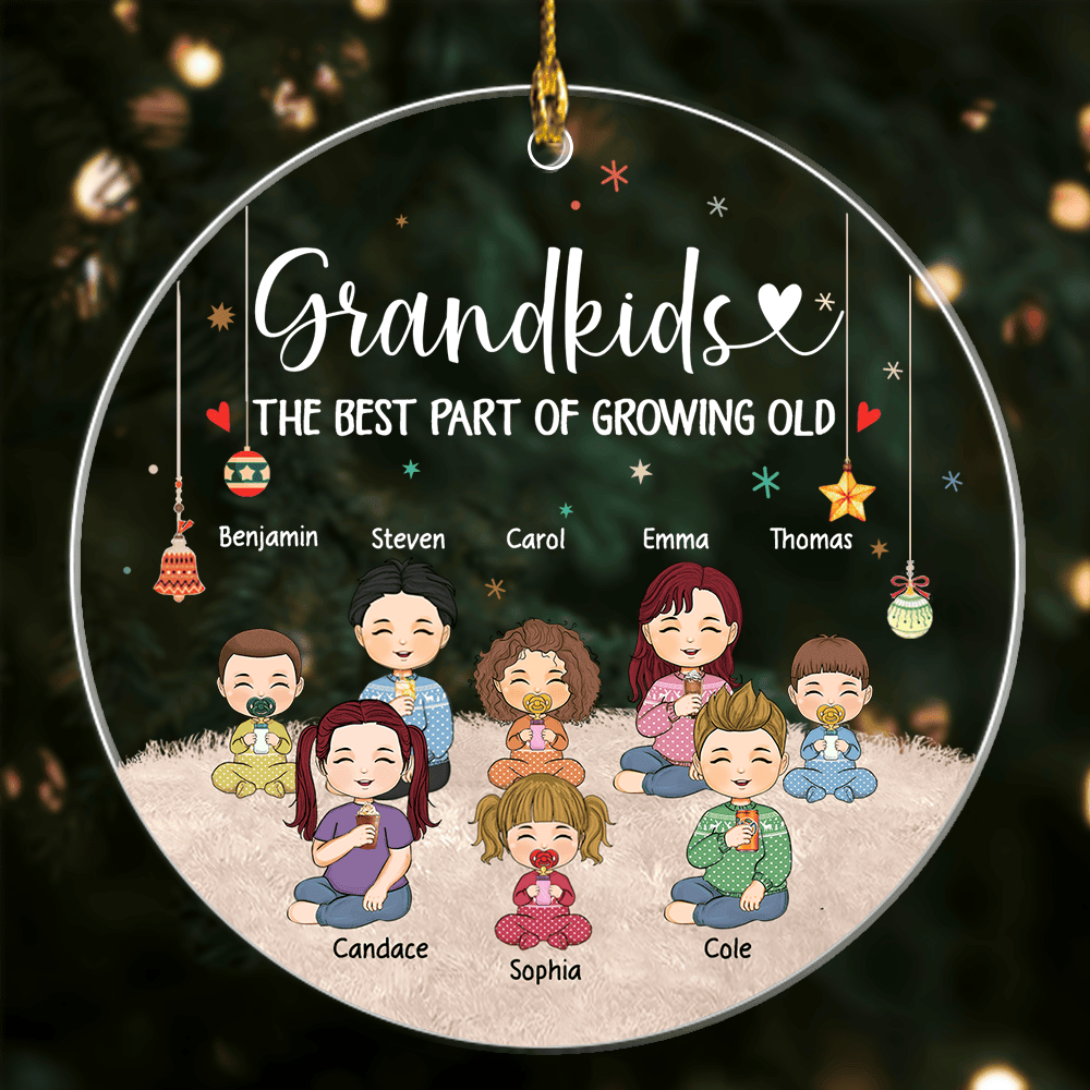 Grandkids The Best Part Of Growing Old Personalized Circle Acrylic Ornament