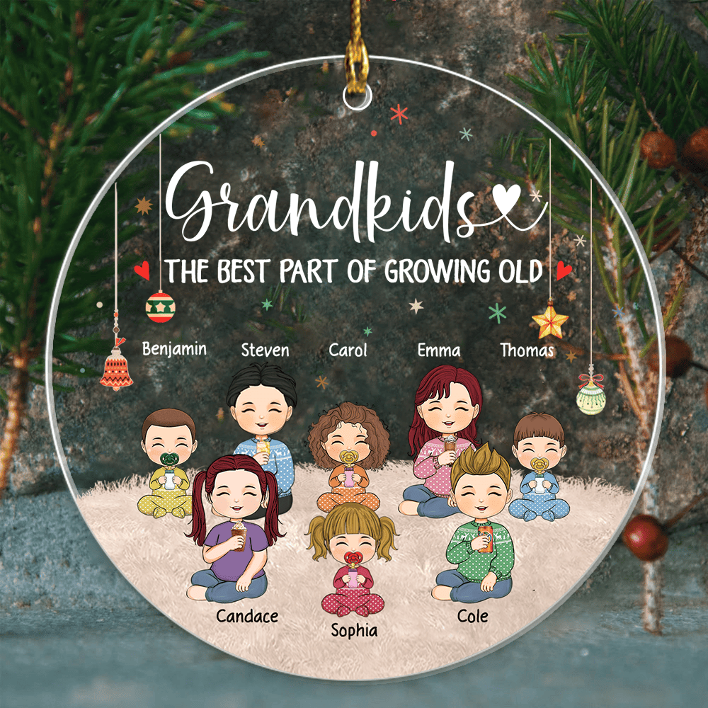 Grandkids The Best Part Of Growing Old Personalized Circle Acrylic Ornament