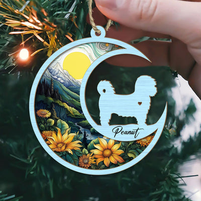 Loss Of Pet Sympathy Gift - Shih Tzu Memorial Suncatcher Personalized Ornament - Handmade Custom Name And Dog Breed Decor, Engraved Dog Lovers Gift