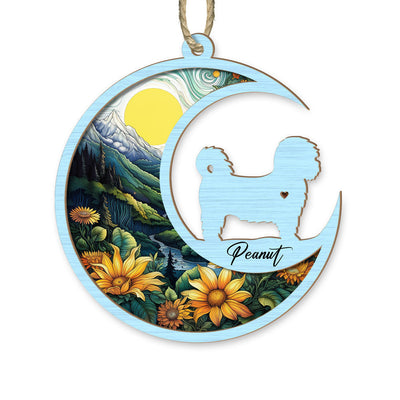 Loss Of Pet Sympathy Gift - Shih Tzu Memorial Suncatcher Personalized Ornament - Handmade Custom Name And Dog Breed Decor, Engraved Dog Lovers Gift