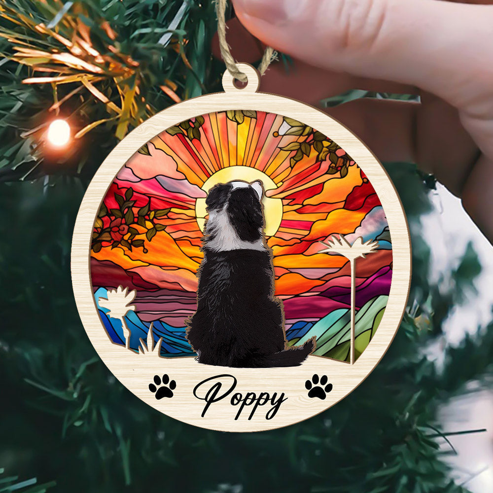 Dog Suncatcher Personalized Ornament, Pet Christmas Ornament, Dog Chirstmas Ornament