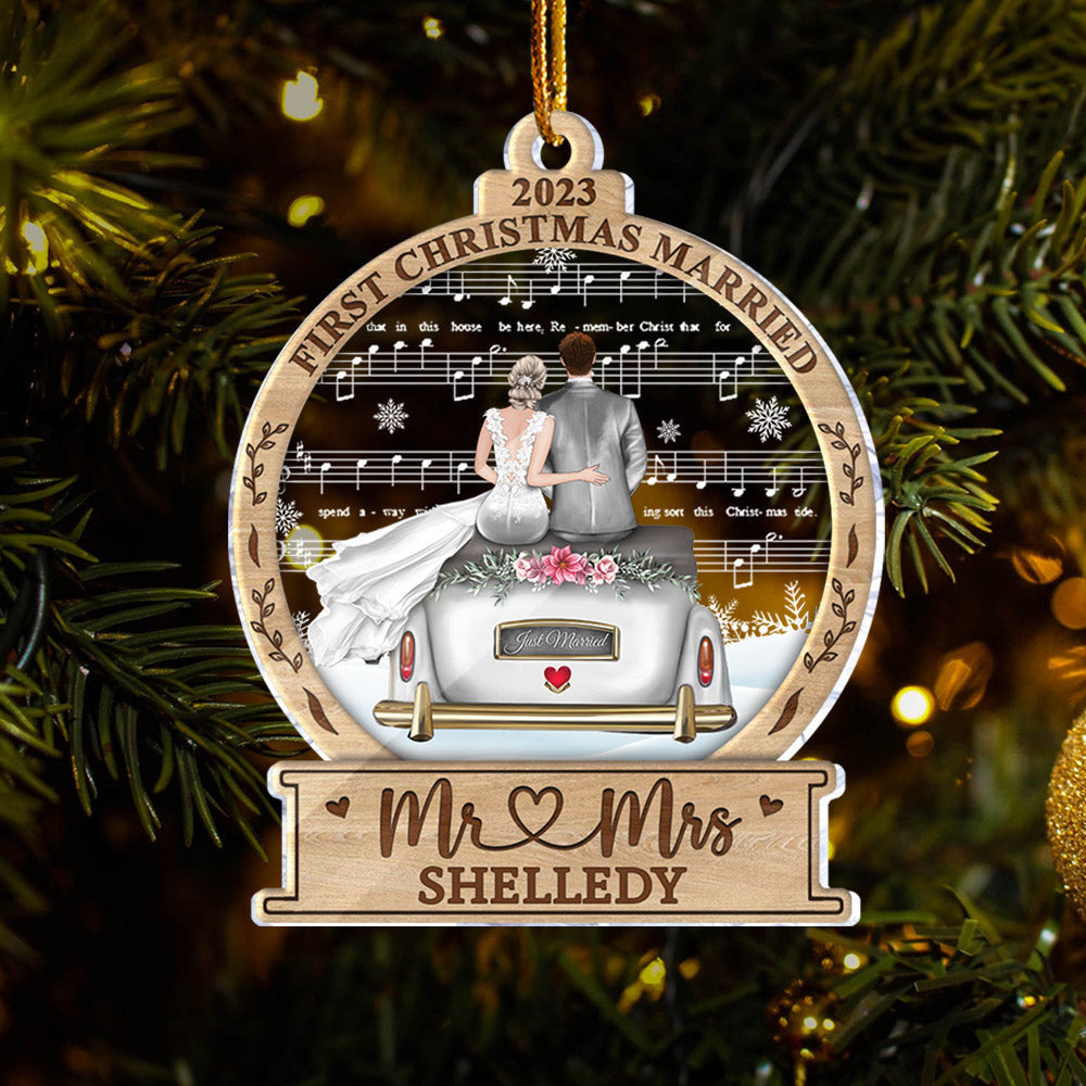 Personalized Mr And Mrs Wedding Christmas Ornament First Christmas Married Mr And Mrs Acrylic Ornament