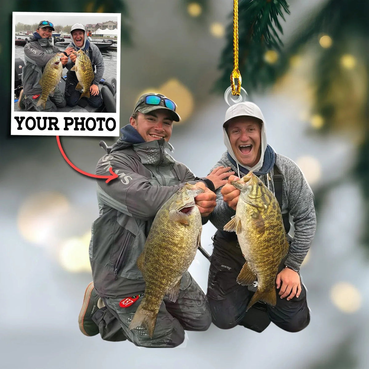 Fishing Custom Photo Ornament Gift For Fishing Lovers - Gift For Fisherman - Custom Upload Photo Fisherman