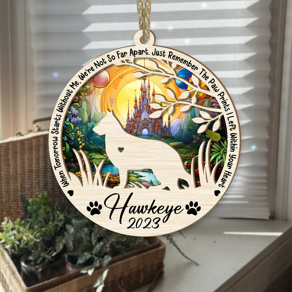 Dog Memorial Suncatcher Personalized Ornament - Loss Of Pet Sympathy Gift - Handmade Custom Name And Dog Breed Decor, Engraved Dog Lovers Gift