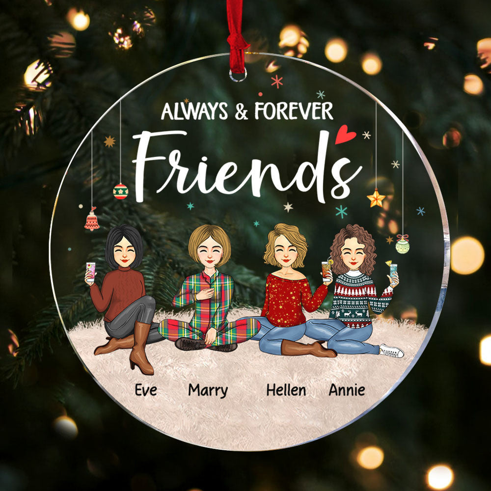 Always & Forever Friends Personalized Circle Acrylic Ornament