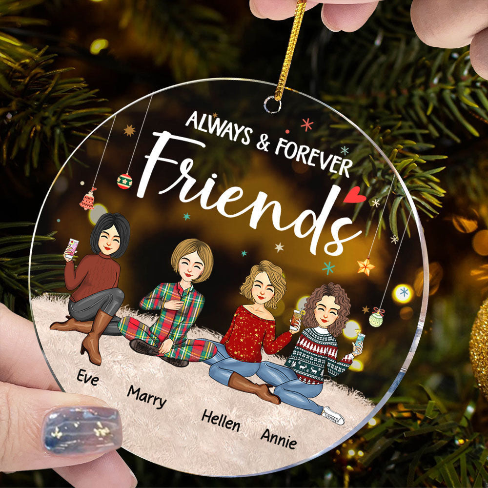 Always & Forever Friends Personalized Circle Acrylic Ornament