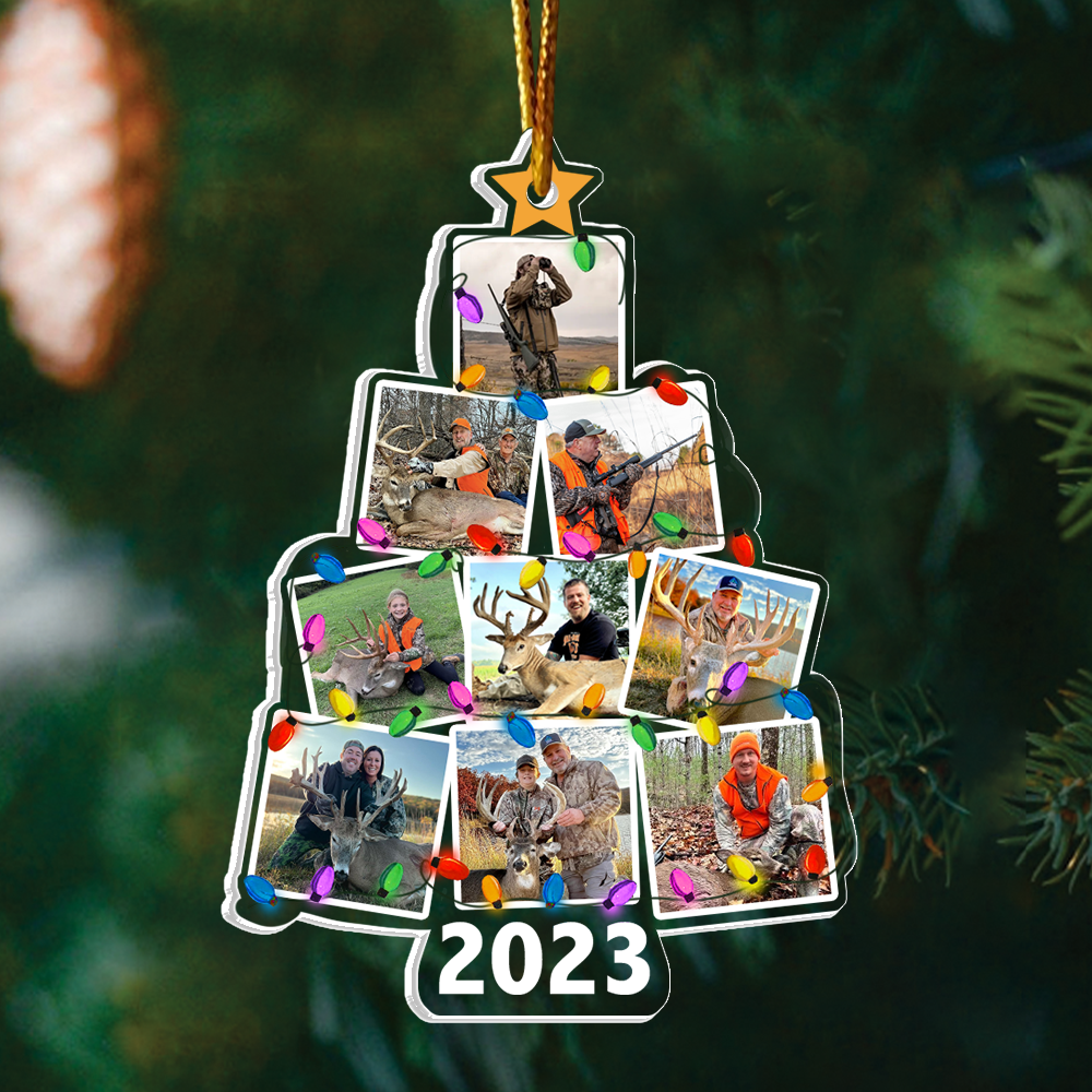 Photo Hunting Christmas Tree - Personalized Acrylic Photo Ornament