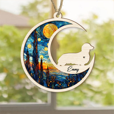 Loss Of Pet Sympathy Gift - Dachshund Memorial Suncatcher Personalized Ornament - Handmade Custom Name And Dog Breed Decor, Engraved Dog Lovers Gift