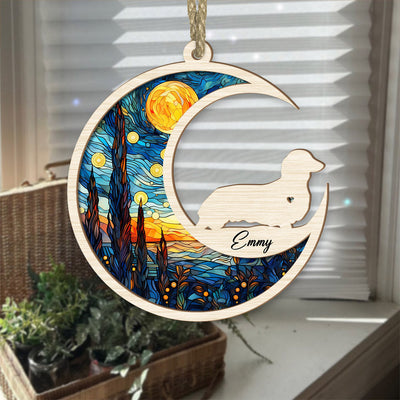 Loss Of Pet Sympathy Gift - Dachshund Memorial Suncatcher Personalized Ornament - Handmade Custom Name And Dog Breed Decor, Engraved Dog Lovers Gift