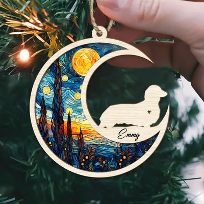 Loss Of Pet Sympathy Gift - Dachshund Memorial Suncatcher Personalized Ornament - Handmade Custom Name And Dog Breed Decor, Engraved Dog Lovers Gift
