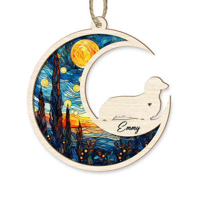 Loss Of Pet Sympathy Gift - Dachshund Memorial Suncatcher Personalized Ornament - Handmade Custom Name And Dog Breed Decor, Engraved Dog Lovers Gift