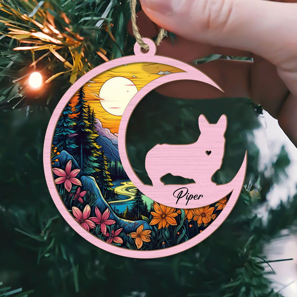 Loss Of Pet Sympathy Gift - Corgi Memorial Suncatcher Personalized Ornament - Handmade Custom Name And Dog Breed Decor, Engraved Dog Lovers Gift