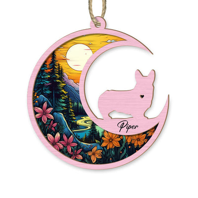 Loss Of Pet Sympathy Gift - Corgi Memorial Suncatcher Personalized Ornament - Handmade Custom Name And Dog Breed Decor, Engraved Dog Lovers Gift