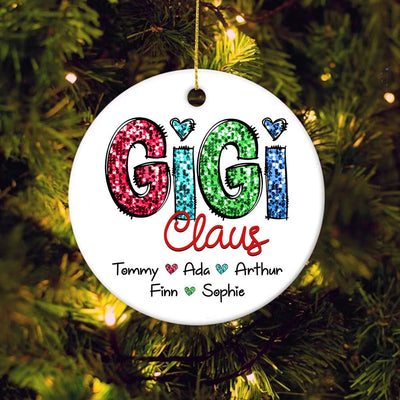 Gigi Claus With Grandkids - Personalized Ornament For Grandkids From Grandma