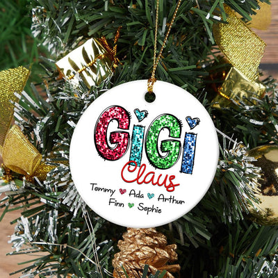 Gigi Claus With Grandkids - Personalized Ornament For Grandkids From Grandma