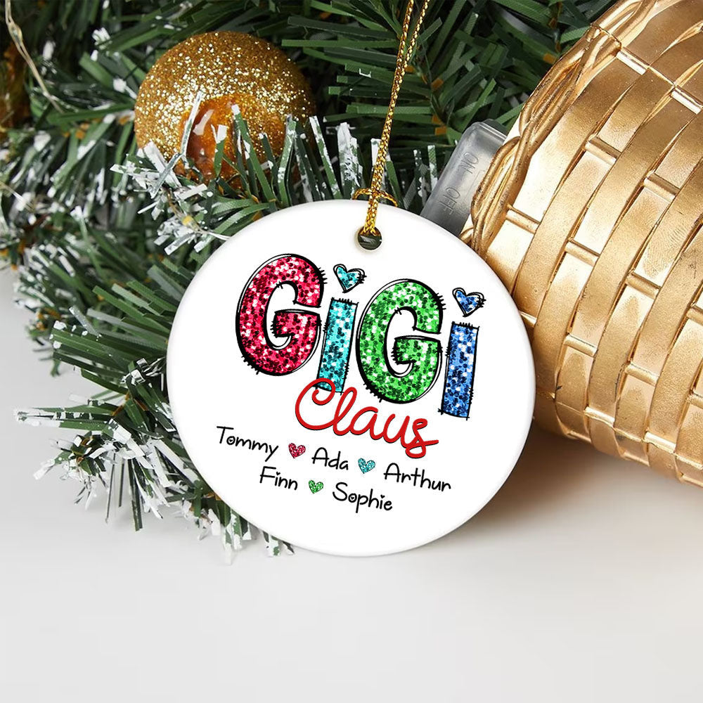 Gigi Claus With Grandkids - Personalized Ornament For Grandkids From Grandma