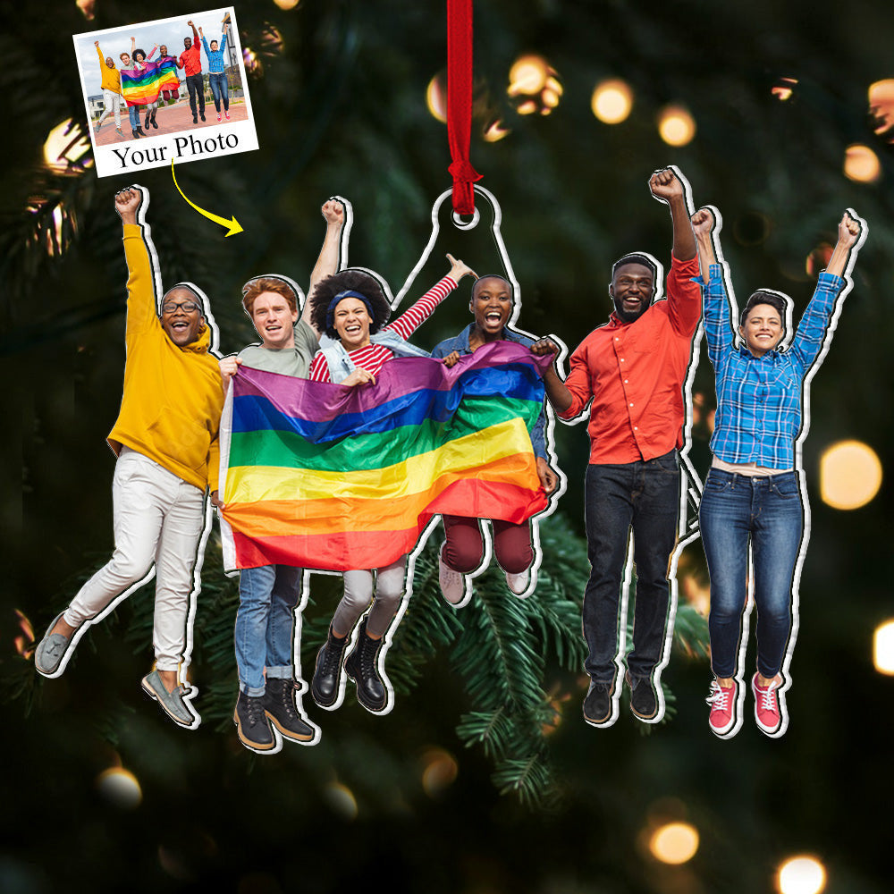 Custom Photo Acrylic Ornament Gift For Lgbt - Personalized Upload Photo Acrylic Ornament For Lgbt Couple