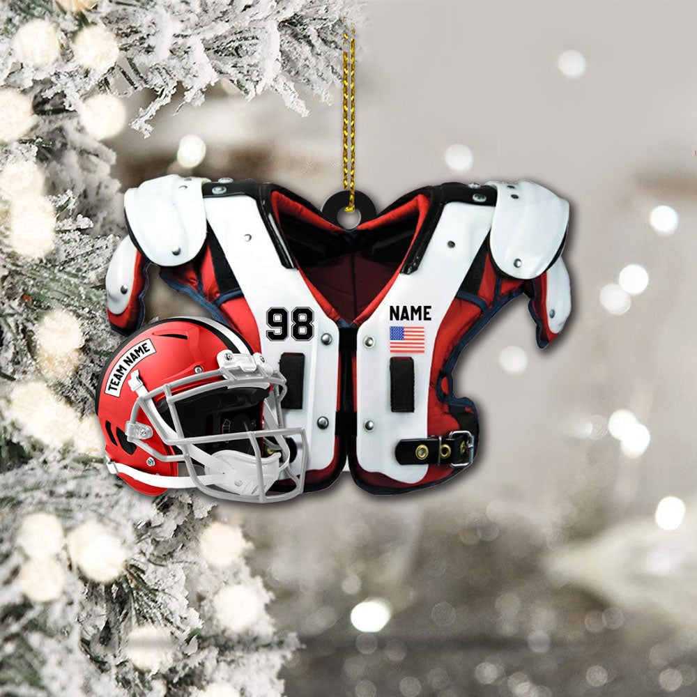 American Football Shoulder Pads Helmet Personalized Ornament Gift For Football Player Football Lovers