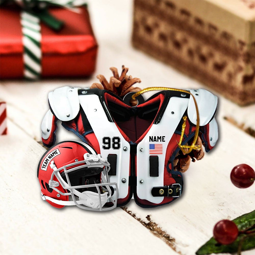 American Football Shoulder Pads Helmet Personalized Ornament Gift For Football Player Football Lovers