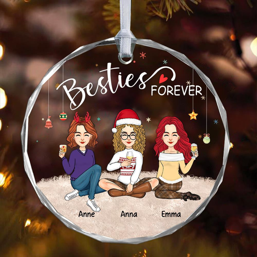 Luxury Ornament Besties Forever - Personalized Glass Ornament Christmas Gift For Best Friends, Bff, Sisters