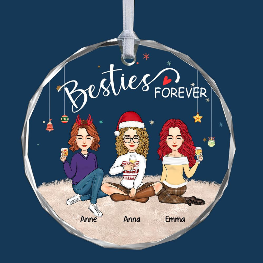 Luxury Ornament Besties Forever - Personalized Glass Ornament Christmas Gift For Best Friends, Bff, Sisters