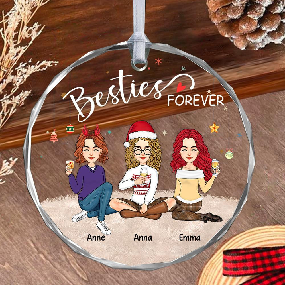 Luxury Ornament Besties Forever - Personalized Glass Ornament Christmas Gift For Best Friends, Bff, Sisters