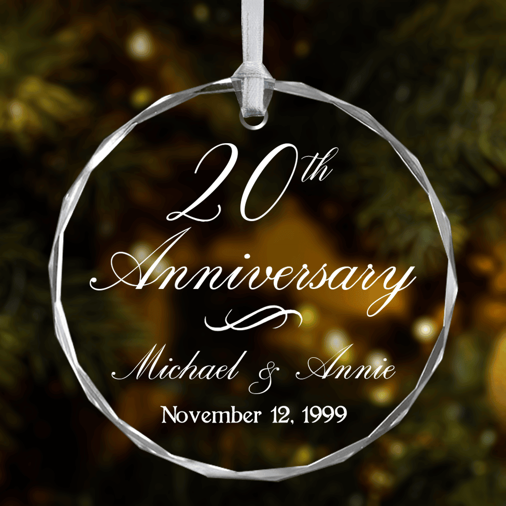 Anniversary Premium Engraved Glass Ornament