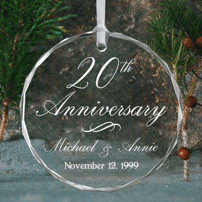 Anniversary Premium Engraved Glass Ornament