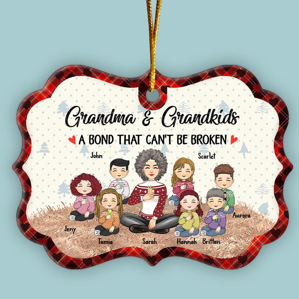 Grandma And Grandkids A Bond That Can't Be Broken Ornament - Personalized Acrylic Ornament Qa02