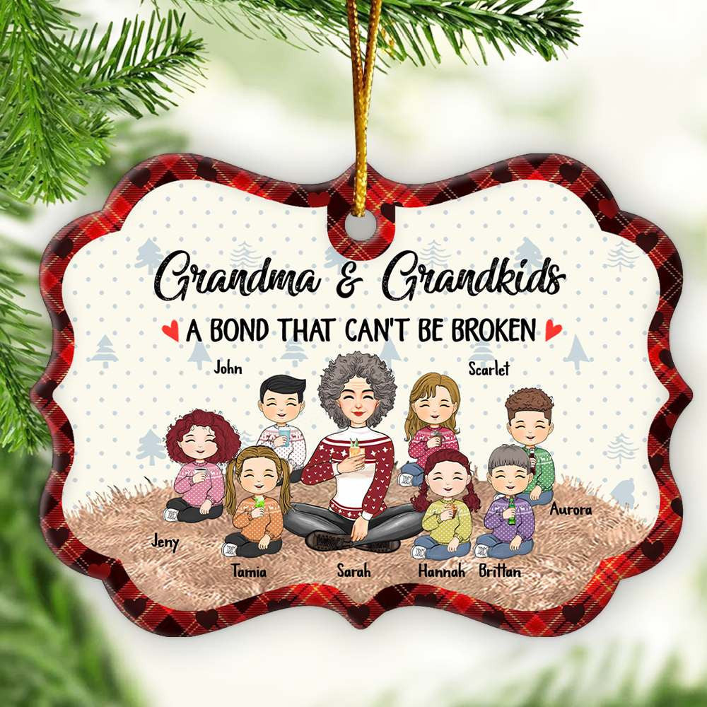 Grandma And Grandkids A Bond That Can't Be Broken Ornament - Personalized Acrylic Ornament Qa02