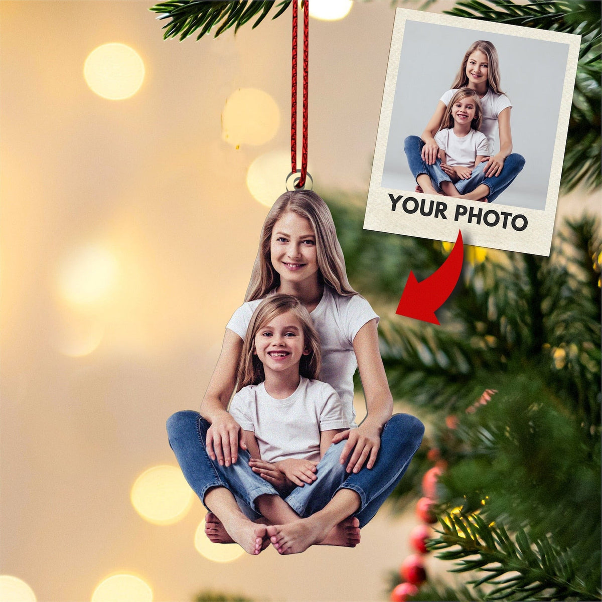 Photo Ornament Christmas, Acrylic Ornament, Custom Family Photo Ornament, Picture Acrylic Ornament, Family Ornaments,Xmas Gift, Gift For Mom
