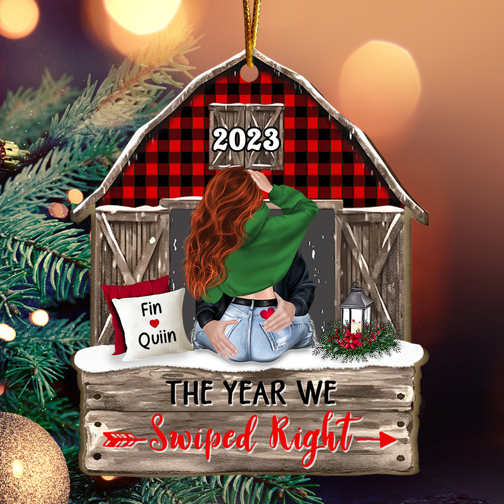 The Year We Swiped Right - Customized Couple Ornament