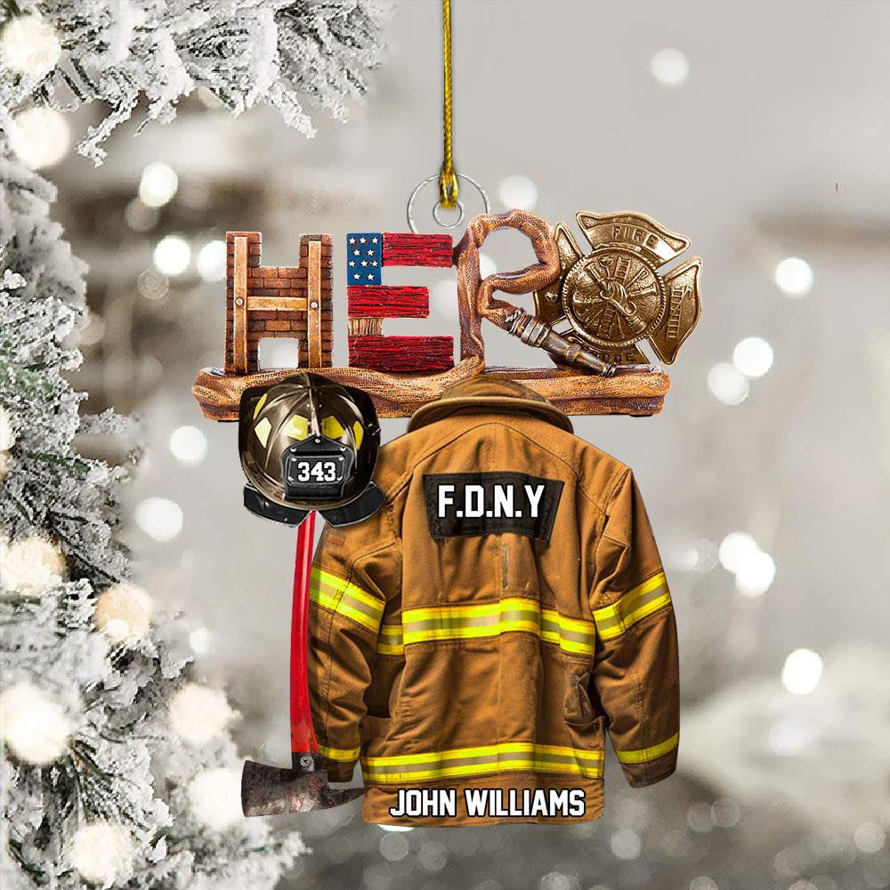 Firefighter Hero Personalized Christmas Acrylic Ornament