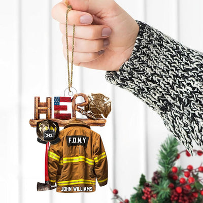 Firefighter Hero Personalized Christmas Acrylic Ornament