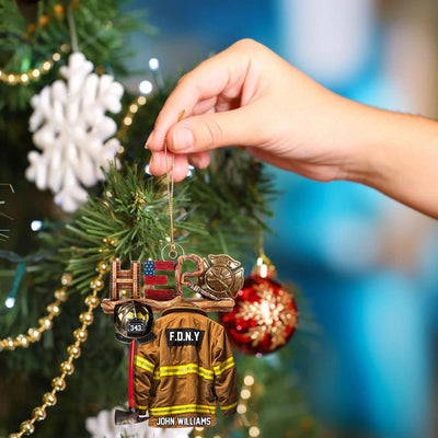 Firefighter Hero Personalized Christmas Acrylic Ornament