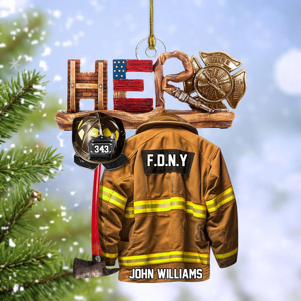 Firefighter Hero Personalized Christmas Acrylic Ornament