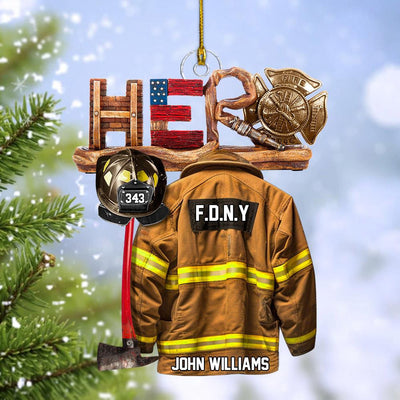 Firefighter Hero Personalized Christmas Acrylic Ornament