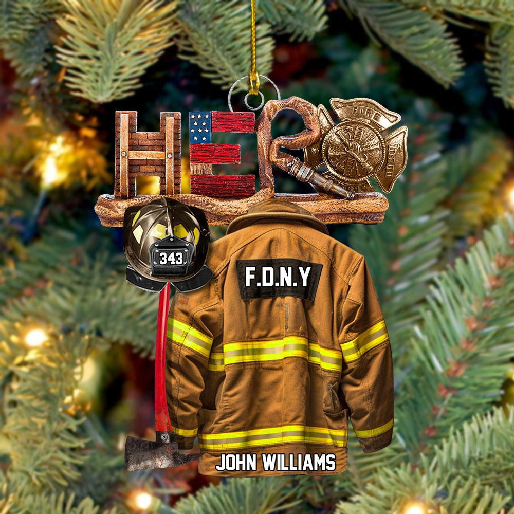 Firefighter Hero Personalized Christmas Acrylic Ornament